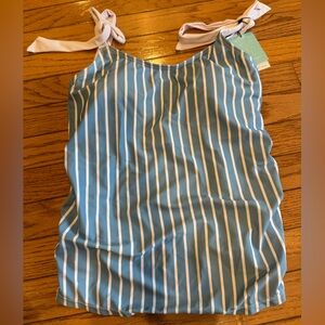 Kindred Bravely Blue and White Nursing and Maternity Tankini